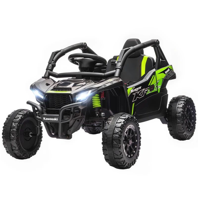 AIYAPLAY Coche Eléctrico para Niños 12V con Licencia Kawasaki Teryx KRX 1000 Control Remoto Suspensión Trasera Negro