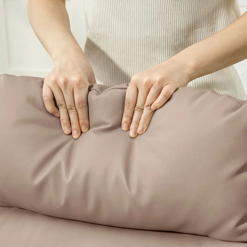 HOMCOM Poltrona Reclinabile 160° max con Poggiapiedi, in Pelle PU, Legno e Acciaio, 65x89x100 cm, Marrone Chiaro