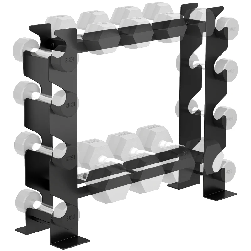 SPORTNOW Support pour haltères 4 niveaux Étagère de poids en acier robuste pour salle de sport à domicile Charge 200 kg 70x21x55 cm