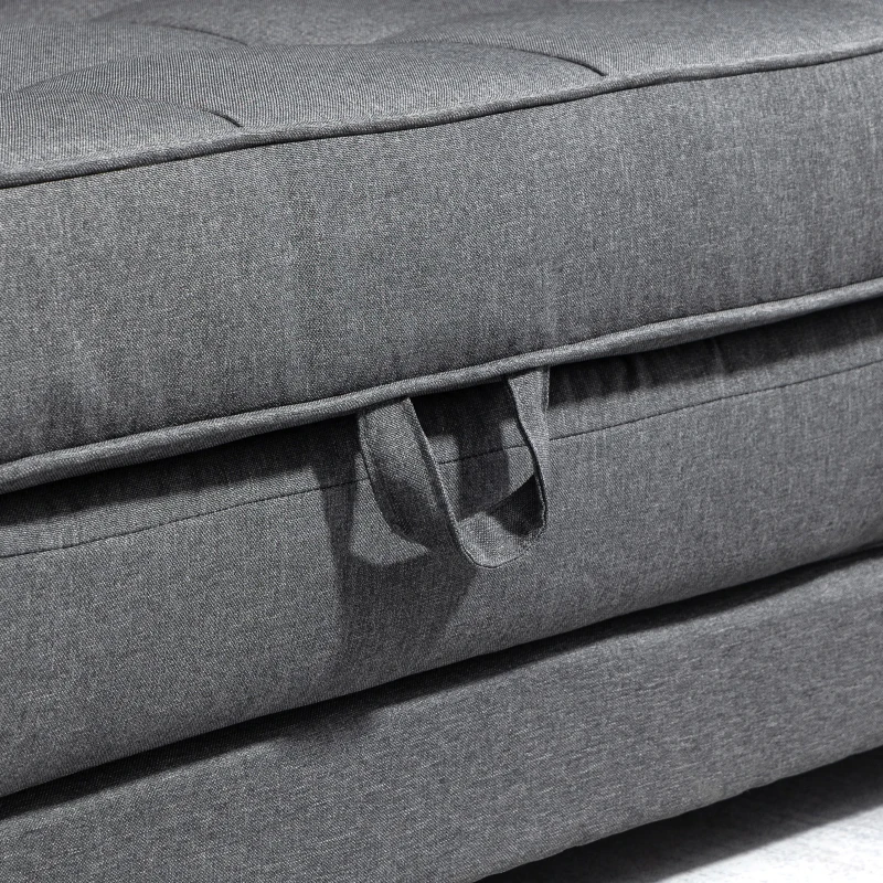 HOMCOM Canapea Extensibilă din Material Textil 2 Locuri cu Capitonaj și Arcuri, 147,5x75x85cm, Gri