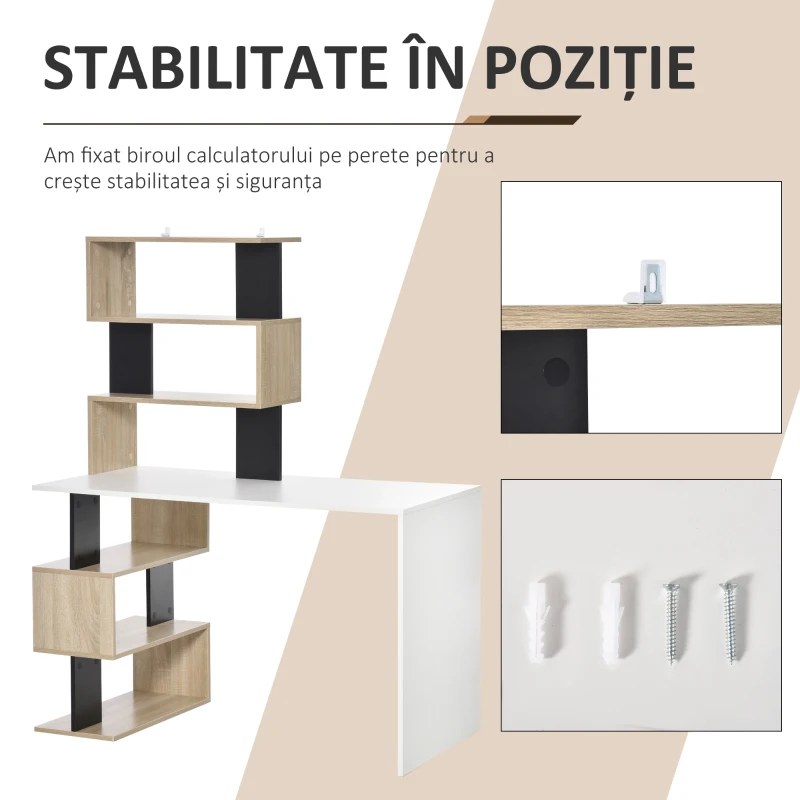 Homcom Birou Biblioteca Multicolor Modern Birou