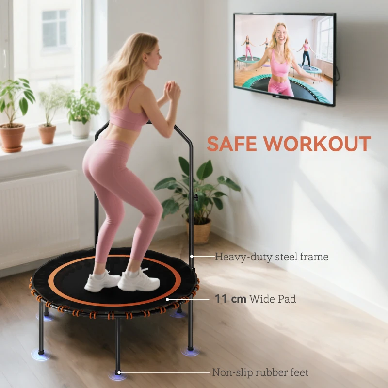 SPORTNOW 40" Foldable Fitness Trampoline Rebounder with Handle, Orange