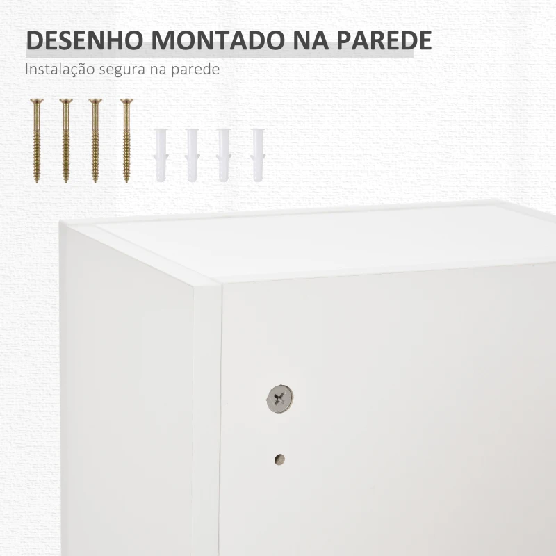 kleankin Armário de Medicamentos de Parede 5 Níveis com Prateleiras de Vidro Ajustáveis Fechadura Chaves 30x20x70 cm Branco