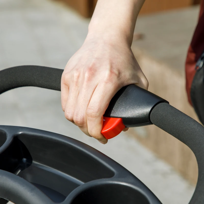 PawHut Carrito para Perros con 3 Ruedas Ventanas de Malla Cesta de Almacenaje y Correas de Seguridad 109,5x57,5x106,5 cm Gris