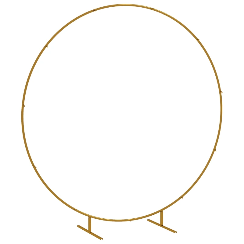 Outsunny 222cm Gold Tone Backdrop Stand, Round Metal Wedding Arch for Birthday Party, Bridal Shower, Graduation, Ceremony