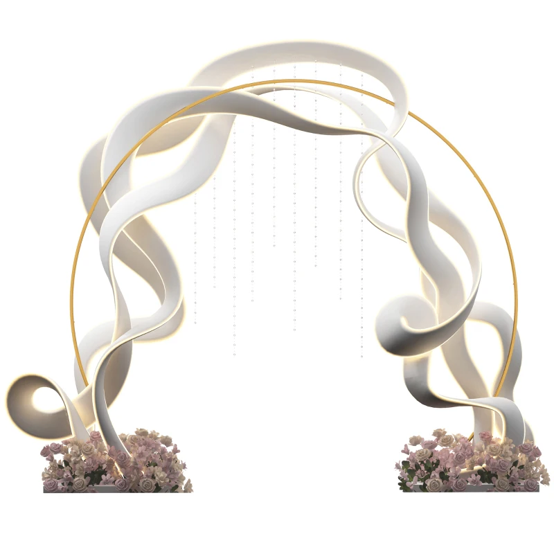 Outsunny 280cm Gold Backdrop Stand, Round Metal Wedding Arch for Birthday Party, Bridal Shower, Graduation, Ceremony