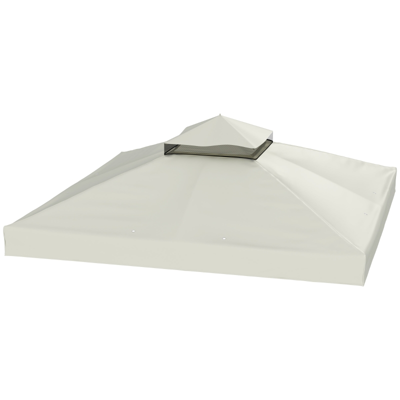 Outsunny Copertura per Gazebo da Giardino 3x3m UPF30+ a 2 Livelli in Poliestere Grigio Chiaro