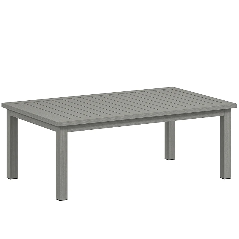 Outsunny Table basse rectangulaire plateau à lattes pour intérieur/extérieur en aluminium, 100 x60 x37 cm gris