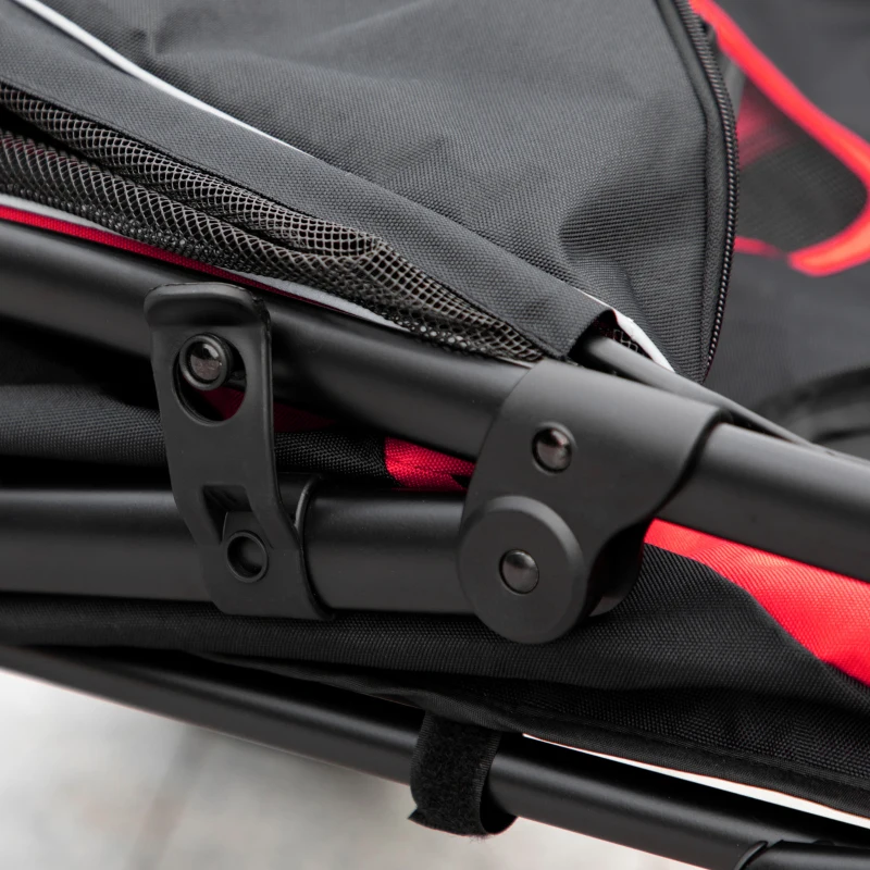 PawHut Cochecito para Perros Plegable Carrito para Mascotas con Ventanas de Malla Correas de Seguridad 112x65x100 cm Rojo