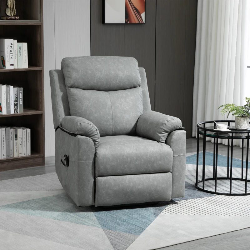 HOMCOM Faux Leather 70° Electric Riser Recliner Chair - Grey