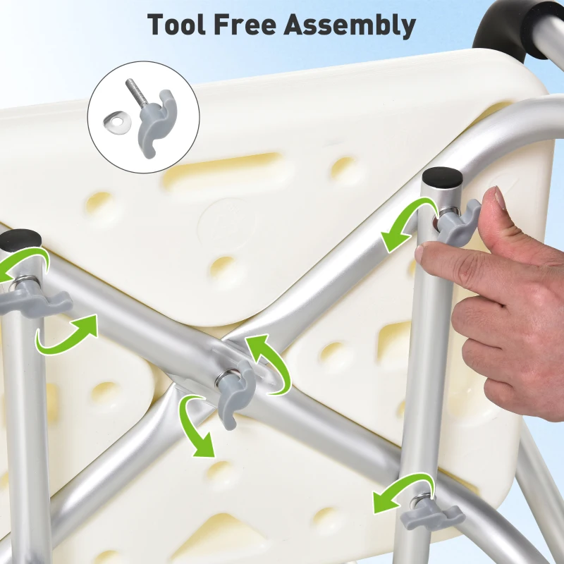 HOMCOM Adjustable Shower Chair, Shower Seat, Portable Medical Stool with Adjustable Back and Armrest for Mobility
