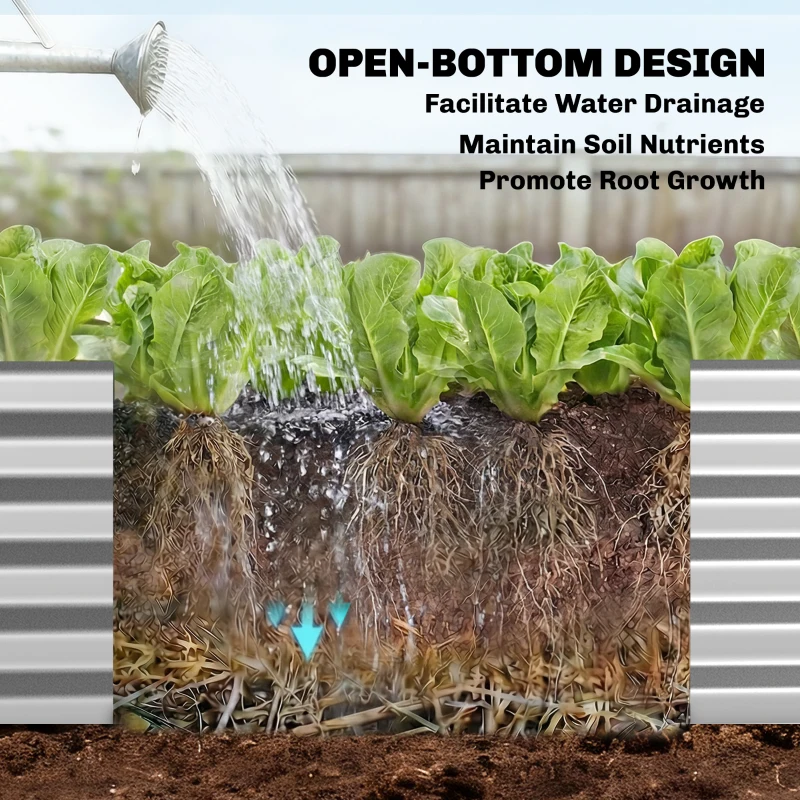 Outsunny Grande jardinière extérieure avec housse de serre et filet à fond ouvert pour patio terrasse 200x60x103 cm argenté