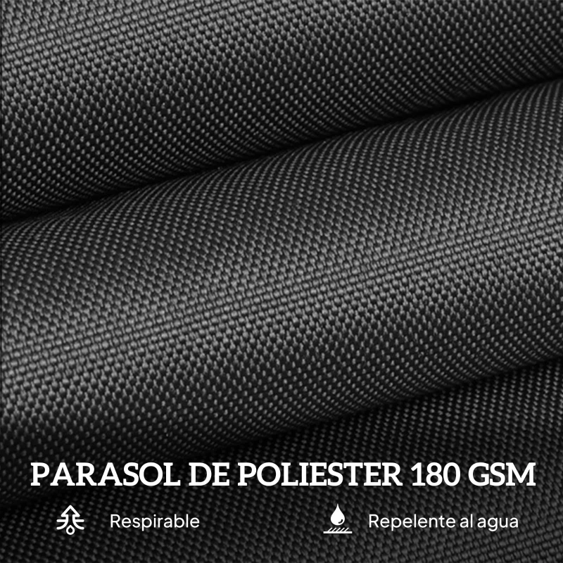 Outsunny Sombrilla Doble para Jardín 455x265x238 cm Parasol Grande con Manivela Manual Protección Solar Color Negro