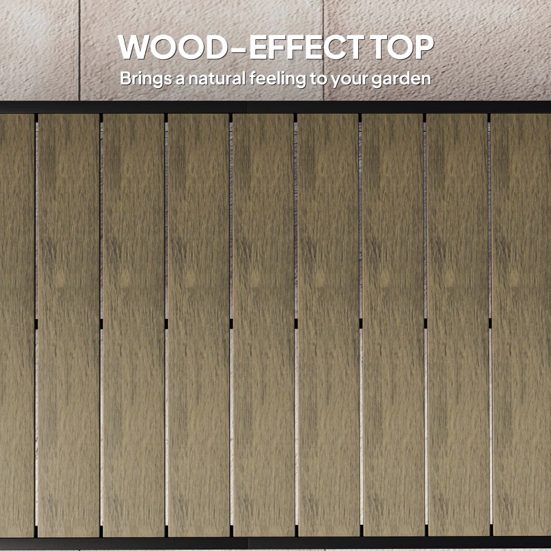 Outsunny Aluminium Outdoor Garden Dining Table for 8 People, Faux Wood Top, for Garden, Patio, 190 x 90 x 74cm, Brown