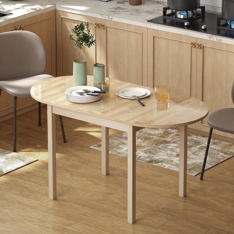 HOMCOM Table de salle à manger pliante ovale en bois massif 2 abattants peu encombrante 140L x 70l x 75H cm(m-10)