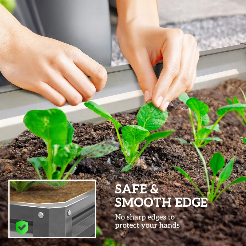 Outsunny 432L Square Raised Garden Bed Box Steel Frame for Vegetables, Flowers and Herbs, 120 x 120 x 30cm, Light Grey