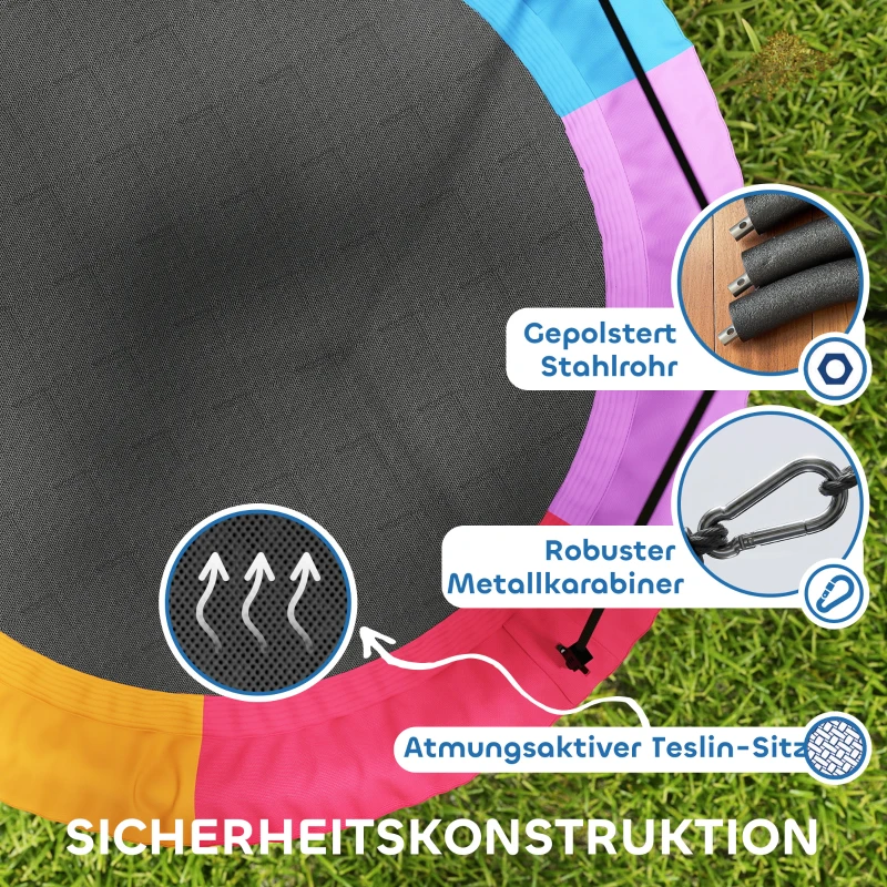 AIYAPLAY Nestschaukel Höhenverstellbar Hängeschaukel Ø 120 cm bis zu 300kg für 3-8 Jahre Kinder, 120 x 120 x 180 cm Mehrfarbig