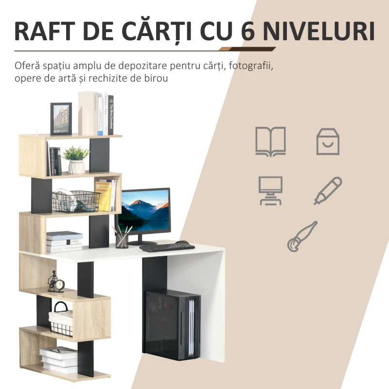 Homcom Birou Biblioteca Multicolor Modern Birou