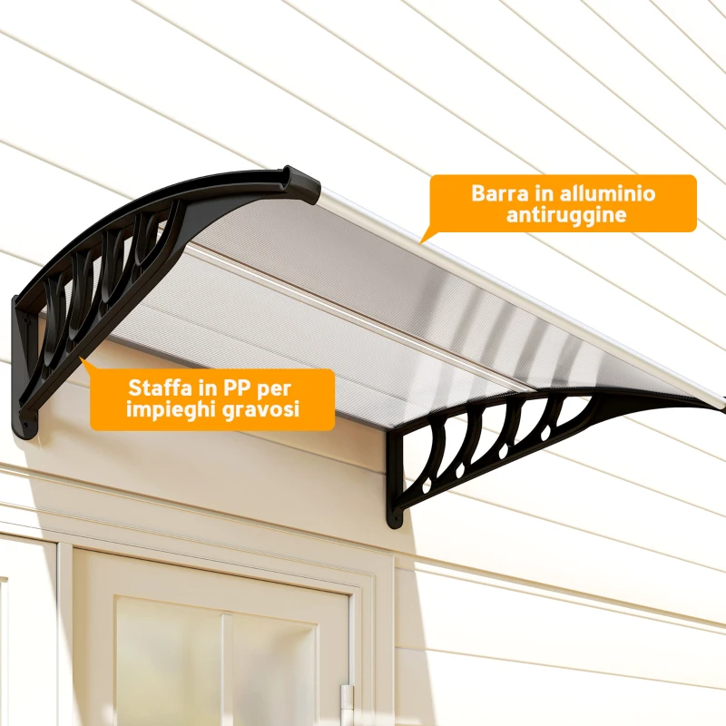 Outsunny Tettoia da Esterno in Policarbonato per Porte e Finestre, 103x96.5x27cm, Trasparente
