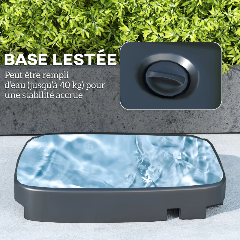 Outsunny Parasol déporté carré 2,5 x 2,5 m, parasol de jardin extérieur avec manivelle, 2 bases incluses, 8 baleines, gris clair