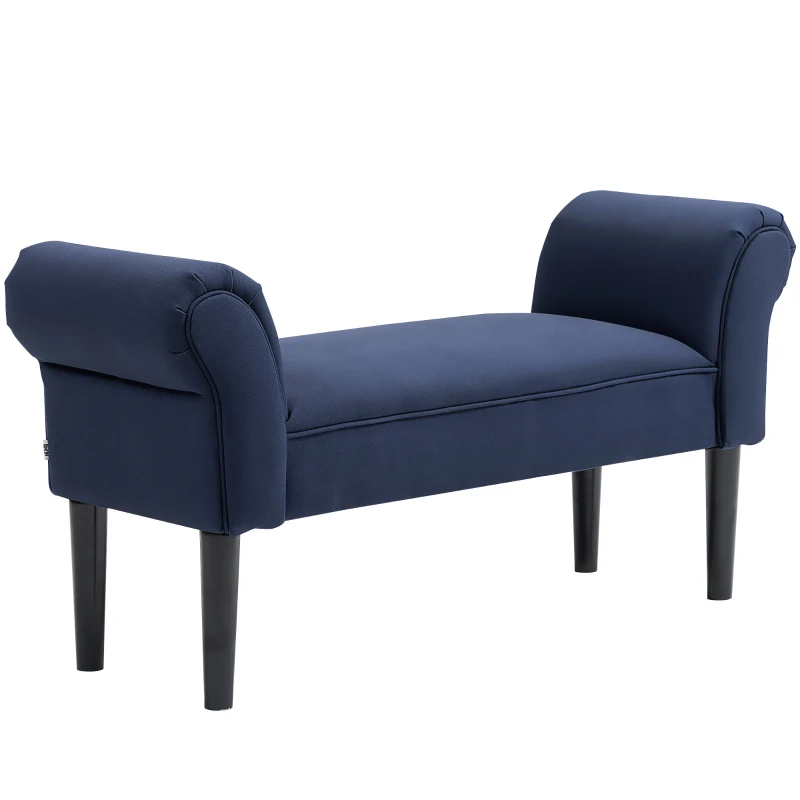 HOMCOM Gepolsterte Sitzbank für Schlafzimmer und Flur, bis 130 kg belastbar, 102 x 36 x 51 cm, Blau