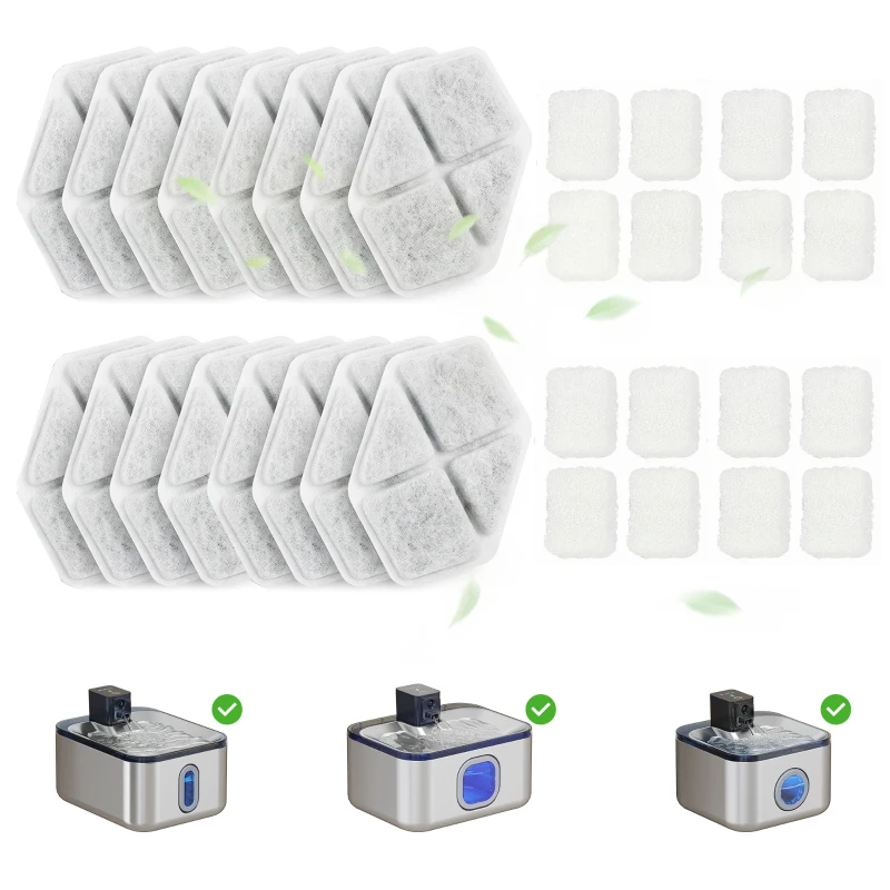 PawHut Set 16 filtri per fontana acqua per gatti e cani, Bianco