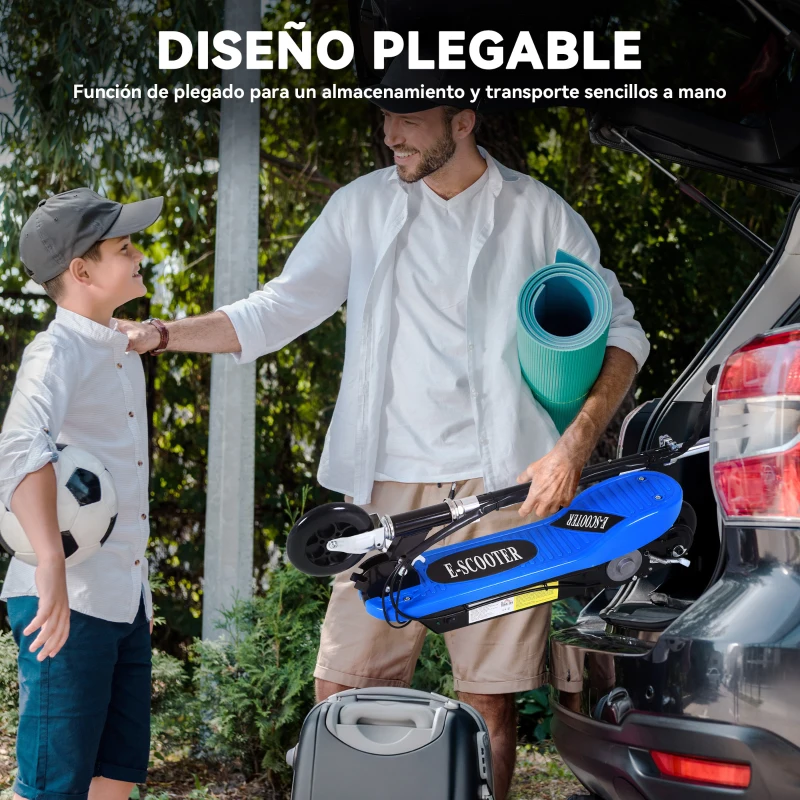 HOMCOM Patinete Eléctrico Plegable para Niños y Adolescentes de +7 Años con Manillar Ajustable en Altura 78x37x87-95 cm Azul