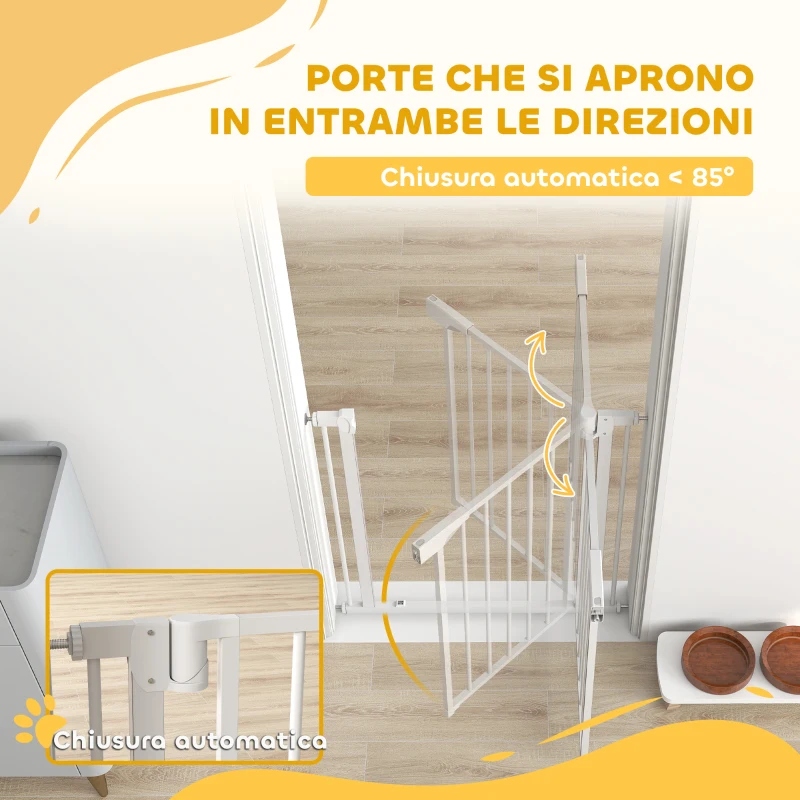 PawHut Cancellino di Sicurezza per Bambini e Animali, Chiusura Automatica e Montaggio a Pressione, 76-82x76 cm, Bianco