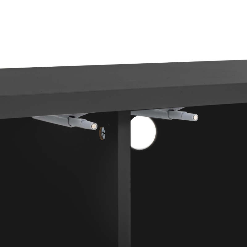 Mobile TV a griglia con dettagli dorati e 4 porte, 170x36x54 cm, Nero