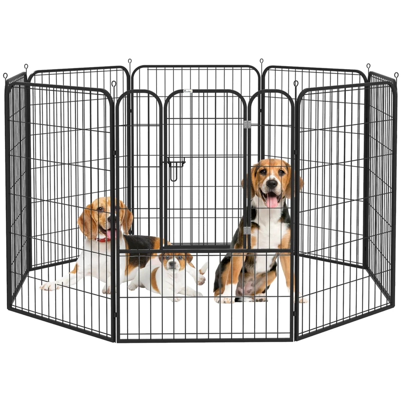 PawHut 8 Panels Heavy Duty Puppy Playpen, for Large, Medium Dogs, Indoor and Outdoor Use - Black