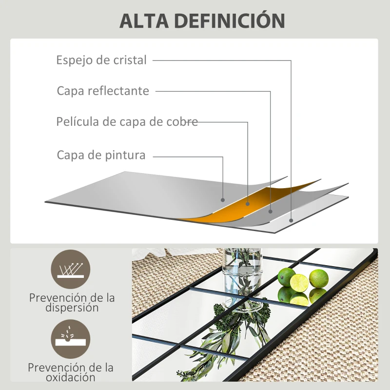 HOMCOM Espejo de Pared de Cuerpo Entero con Diseño Arqueado y Marco de Metal para Dormitorio o Recibidor 40x160 cm Negro