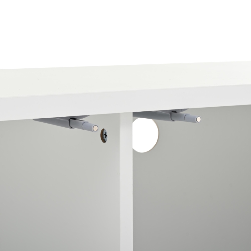 Mobile TV a griglia con dettagli dorati e 4 porte, 170x36x54 cm, Bianco