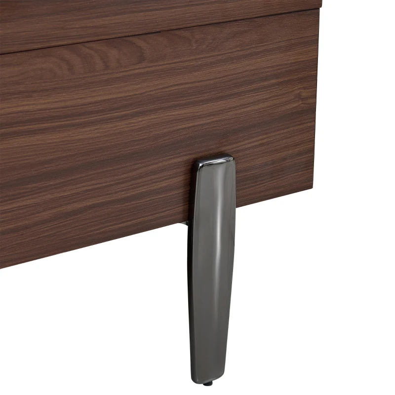 Tavolino da salotto moderno portaoggetti con cassetti e anta scorrevole, 105x50x41,5 cm, Marrone