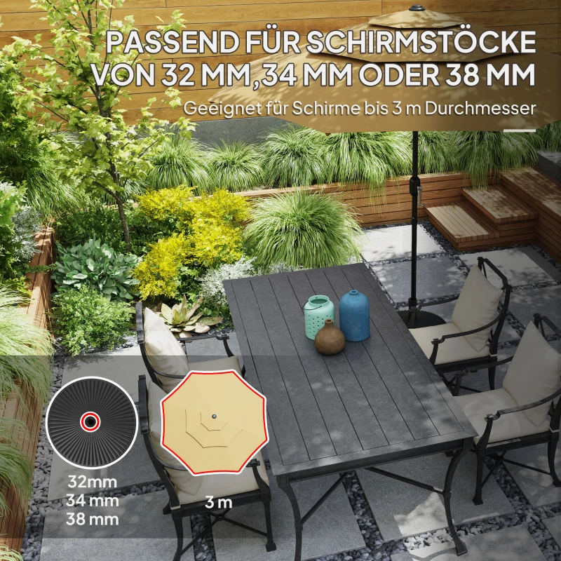 Outsunny Gartenschirmständer, Basis für Sonnenschirm, mit Wasser und Sand befüllbar, Sonnenschirmsockel, Kunststoff, Schwarz