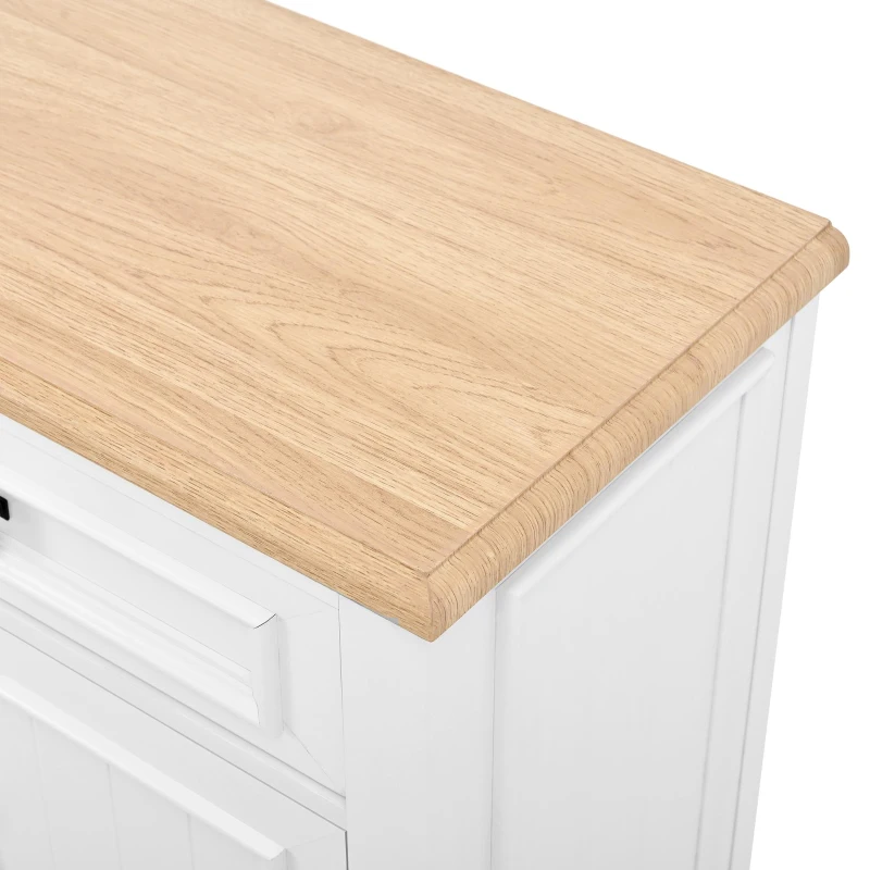 Aparador moderno, amplio espacio de almacenamiento con 3 cajones y 4 puertas, 160x35x76 cm, Blanco