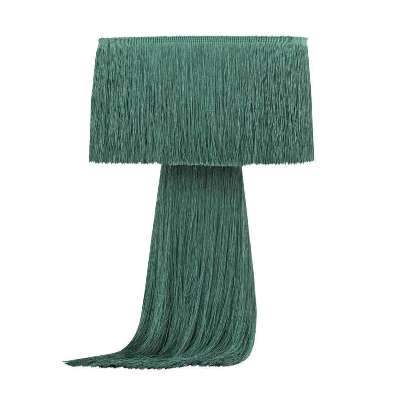 Stylish Atolla Tassel Table Lamp with Bohemian-Inspired Style, Soft Textured Tassel Light with Weighted Base, 25.5L x 25.5W x 37H cm, Green