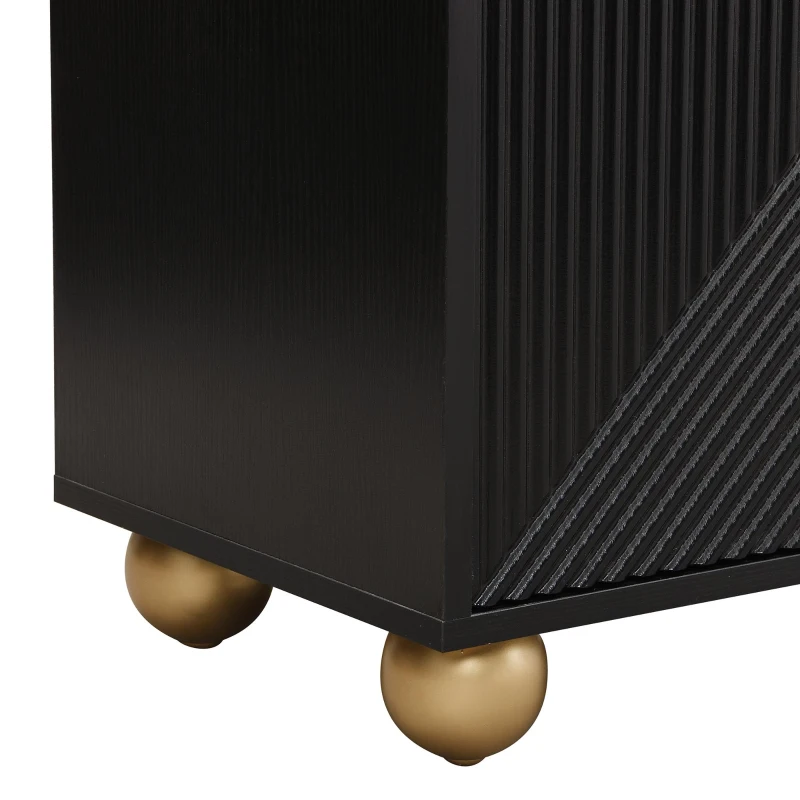 Madia portaoggetti a 4 ante con gambe a sfera, 120x35x71,5 cm, Nero