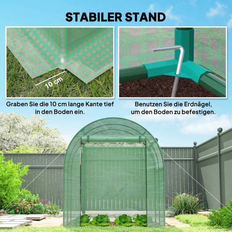 Outsunny Gewächshaus, Tragbares Pflanzenhaus mit Stahlrahmen und Kunststoff-Abdeckung, Grün