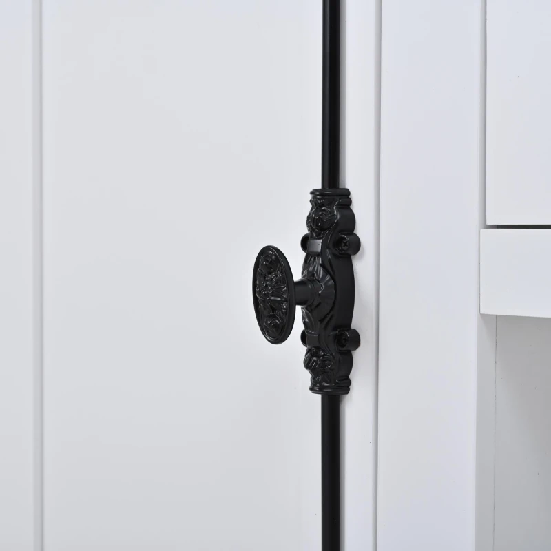 Credenza moderna con 2 ante, cassetto, ripiano a vista e 3 portabottiglie, 130x35x70 cm, Bianco