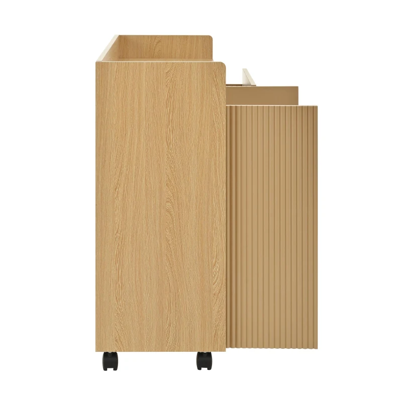 Mueble zapatero móvil con separadores ajustables, 110x35x86 cm, Color natural