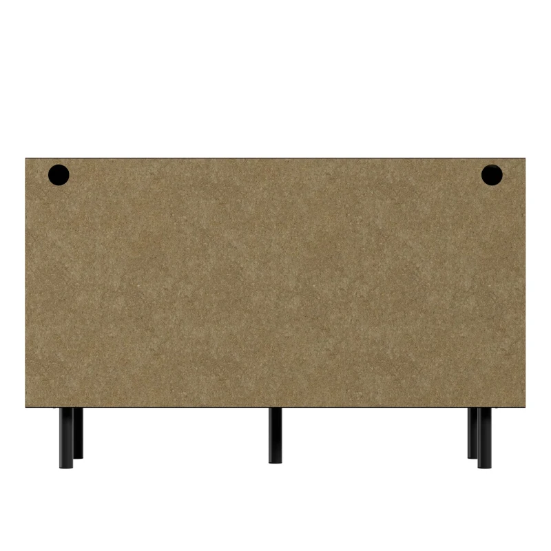 Tavolo trucco con 6 cassetti e maniglie in rattan per camera da letto e soggiorno, 120x40x74,5 cm, color legno
