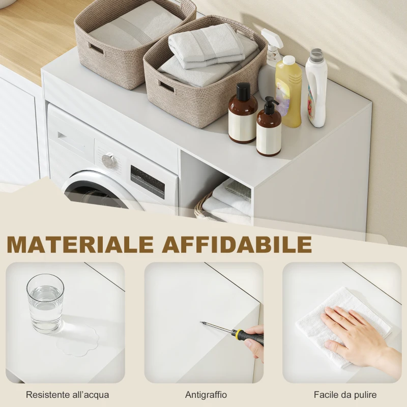 HOMCOM Mobile Sopra Lavatrice con 2 Ripiani Aperti e Autoportante, 96x60x95 cm, Bianco