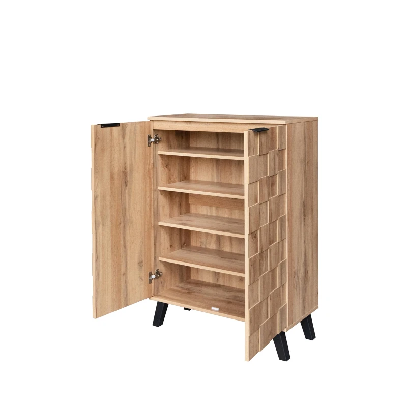 Modern Shoe Cabinet with Adjustable Shelves and Soft-Closing Hinges, Large Storage Locker for Boots and Hallway, 80L x 35W x 110H cm, Wood