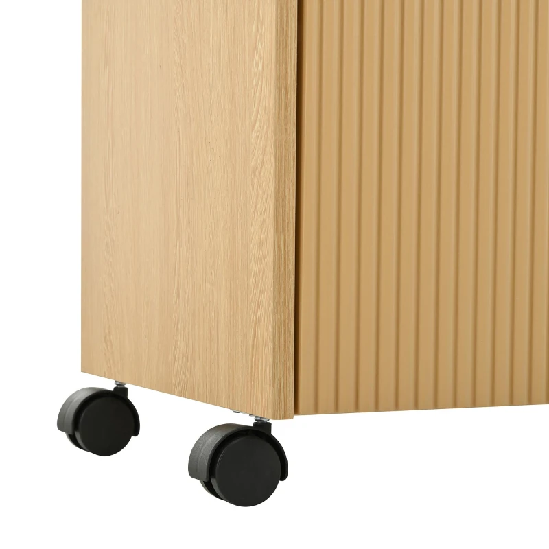 Mueble zapatero móvil con separadores ajustables, 110x35x86 cm, Color natural