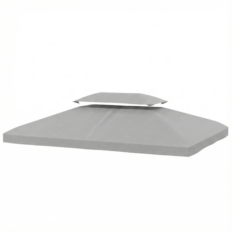 Outsunny Toldo de Substituição 4x3 m com Teto Duplo Orifícios de Drenagem e Proteção UV Apenas Toldo NÃO Inclui Estrutura Cinzento Claro