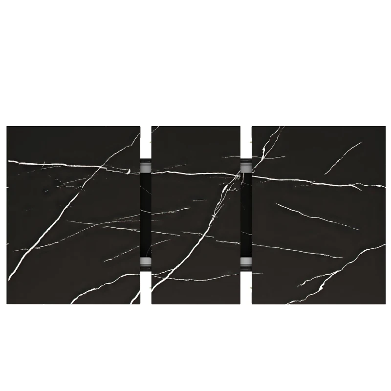 Telescopic Dining Table with Precision Telescopic Runners and Adjustable Feet, Space-Saving Desk for Seats 4-6, 120L x 75W x 75.5H cm, Black