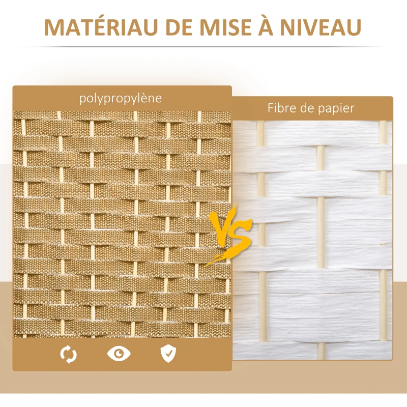 HOMCOM Paravent interieur en bois 8 panneaux 320 x 170 cm séparateur de pièce pliable pour salon, chambre à coucher, naturel