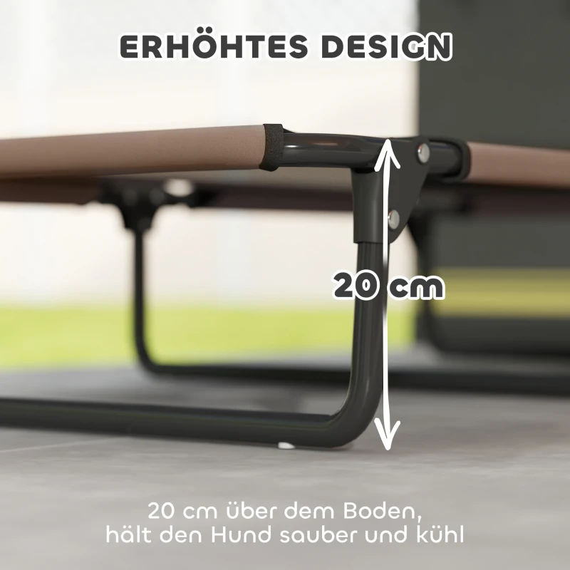 PawHut Tragbares erhöhtes Hundebett, erhöhtes Haustierbett mit atmungsaktivem Netz, für große Hunde, Kaffee(m-4)