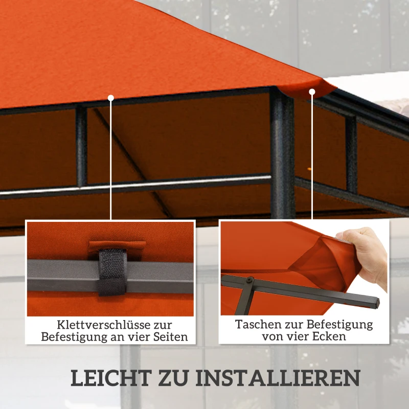 Outsunny Ersatzdach für Gartenpavillon, Polyester, 2,98 x 2,95 m, Orange