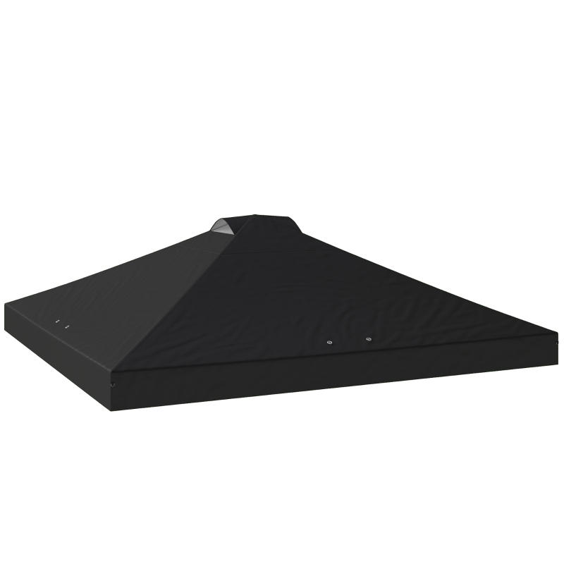 Outsunny gazebo roof replacement UV50+ Waterproof Pop Up Canopy Cover with 8 Drainage Holes 3 x 3 m Black